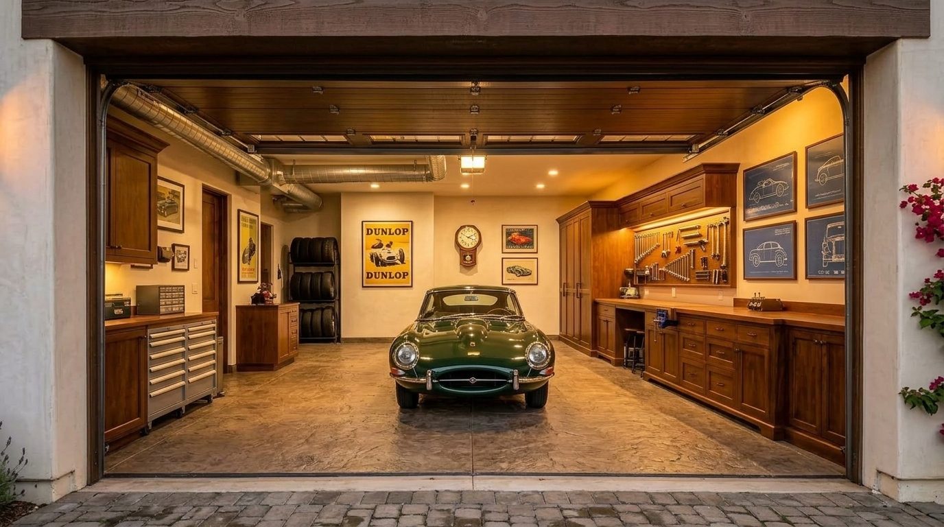 Local Garage Door Oscar Interior View of Custom Garage Door Overhead and Workshop
